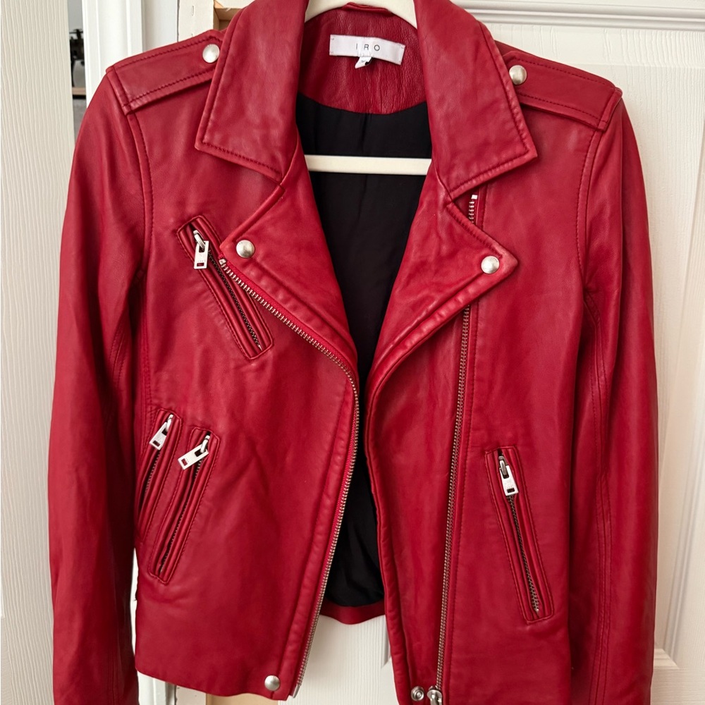 IRO Women's Vibrant Red Leather Jacket